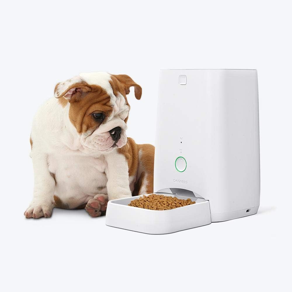 DOGNESS 6L Smart Feed Automatic Cat Feeder, Wi-Fi Enabled Pet Feeder for Cat and Small Dog, Smartphone App for iOS and Android, Portion Control, Fresh Lock System Auto Food Dispenser (White)