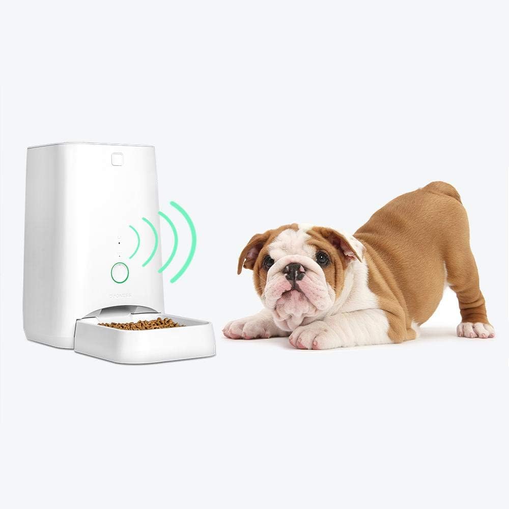 DOGNESS 6L Smart Feed Automatic Cat Feeder, Wi-Fi Enabled Pet Feeder for Cat and Small Dog, Smartphone App for iOS and Android, Portion Control, Fresh Lock System Auto Food Dispenser (White)