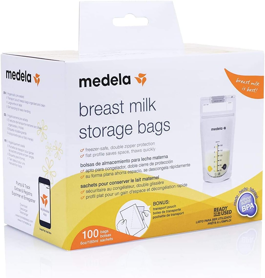 Medela Freestyle Flex Breast Pump with Bonus 100 Breast Milk Storage Bags, Closed System Quiet Handheld Portable Double Electric Breastpump, Mobile Connected Smart Pump with Touch Screen LED Display