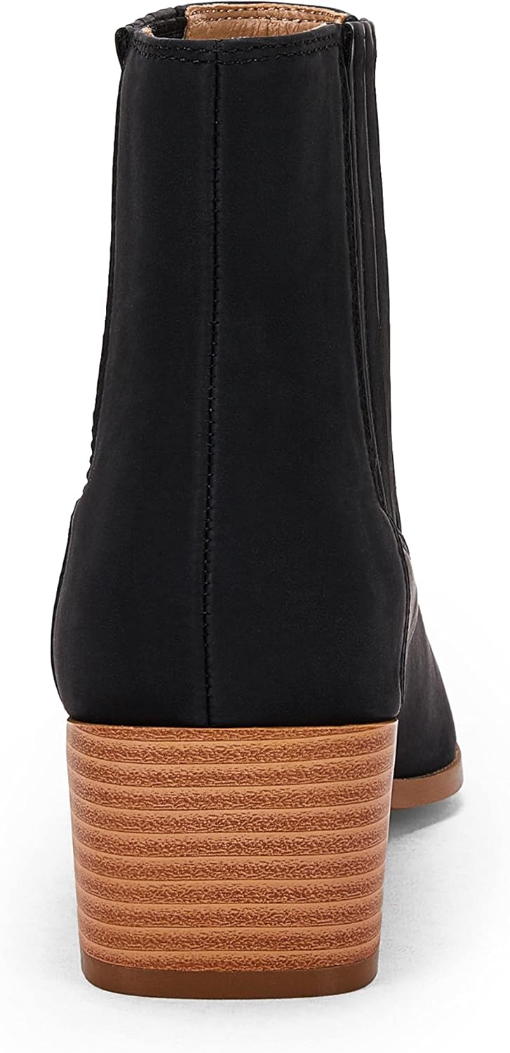 Coutgo Women's Booties Pointed Toe Chunky Heel Slip On Elastic Ankle Boots Chelsea Boots