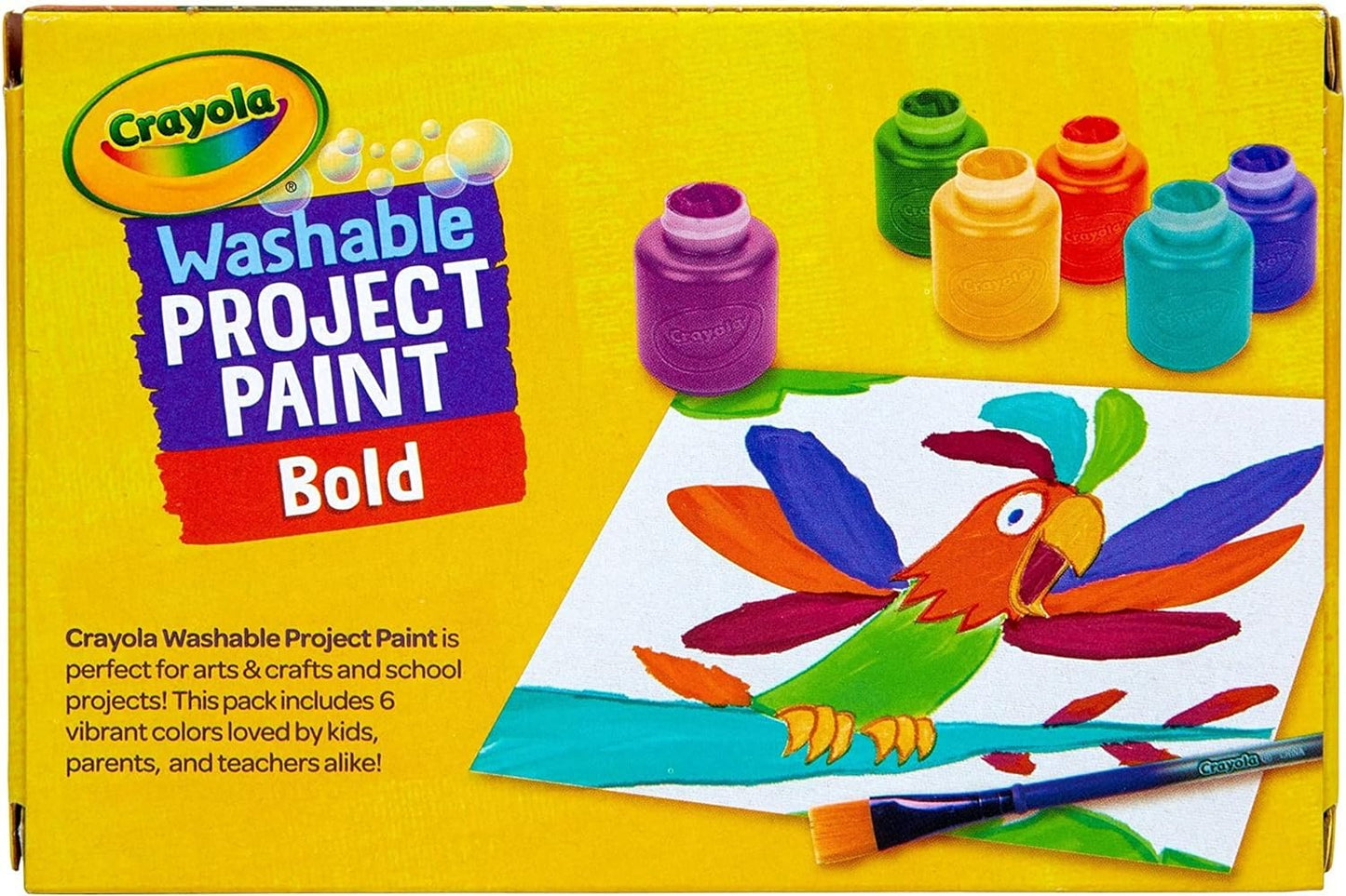 Crayola Washable Kids Paint, Assorted Bold Colors, Painting Supplies, 6 Count